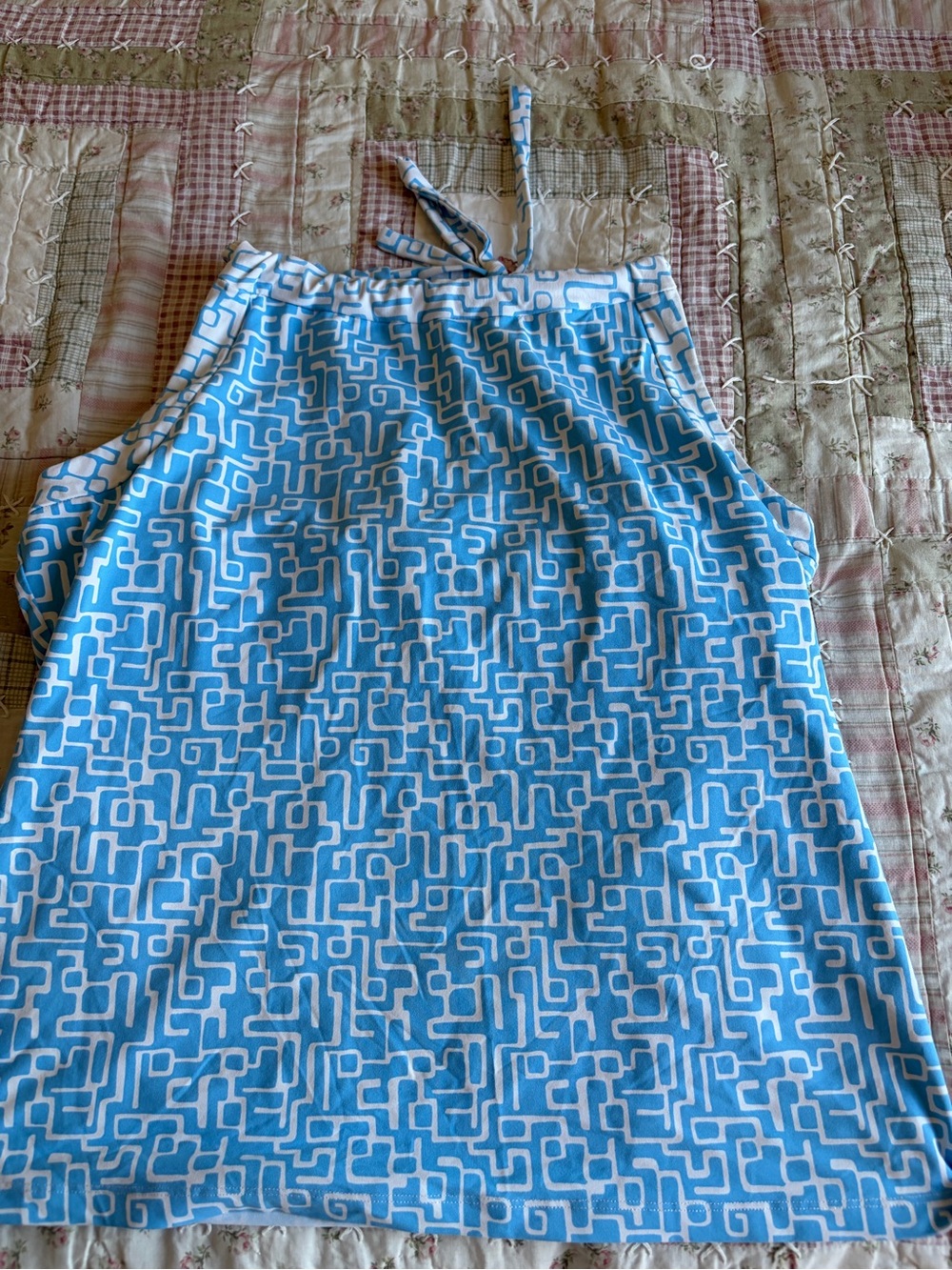 J. McLaughlin Blue and White Geo Print Tank Top